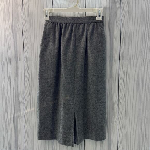 Vintage Wool Gray Pencil Skirt Front Slit Classic 1960s USA Size 6 - Picture 1 of 9